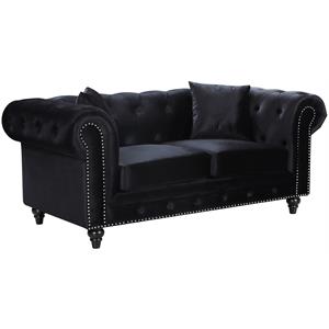 meridian furniture chesterfield velvet loveseat in black