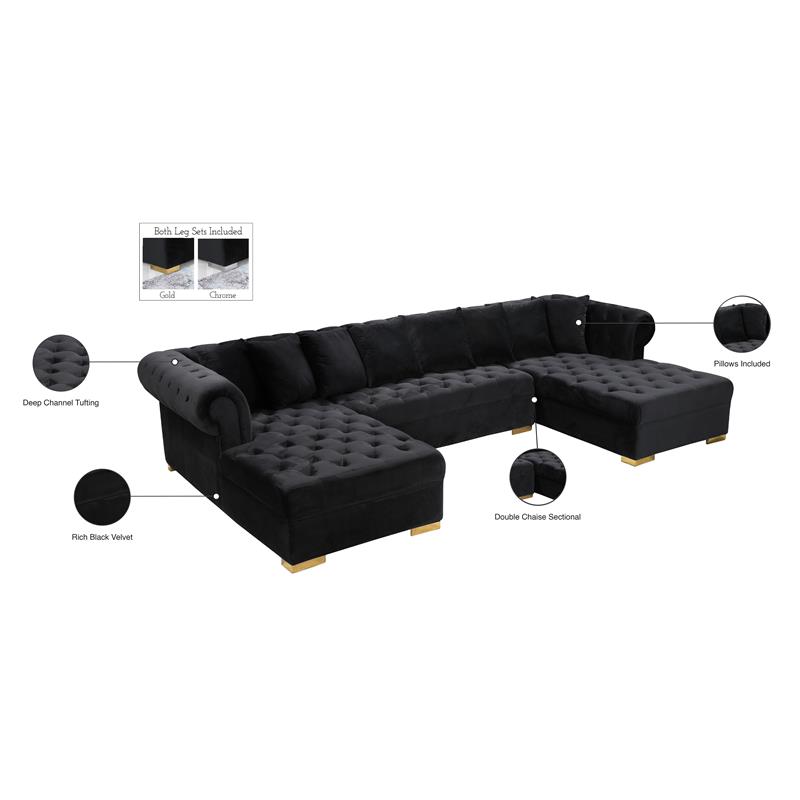 Meridian Furniture Presley 3pc. Velvet Sectional Meridian Furniture Presley 3pc. Velvet Sectional