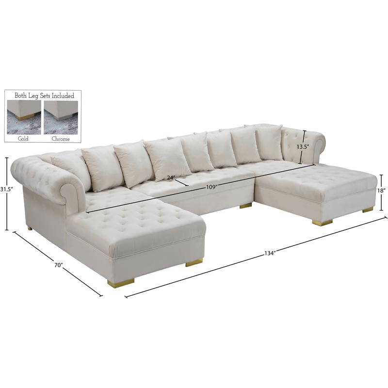 Meridian Furniture Presley 3pc. Velvet Sectional Meridian Furniture Presley 3pc. Velvet Sectional