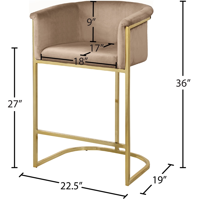 Meridian Furniture Donatella Beige Velvet Stool
