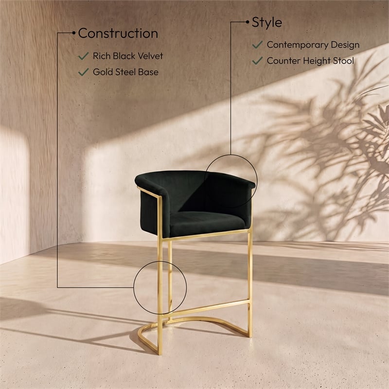 Meridian Furniture Donatella Black Velvet Stool