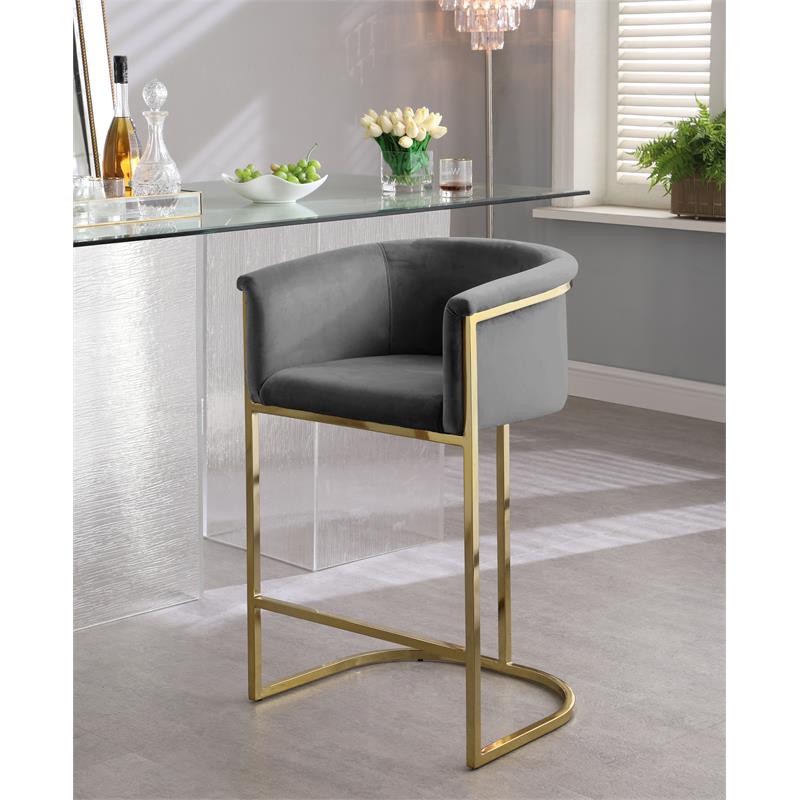 Meridian Furniture Donatella Grey Velvet Stool