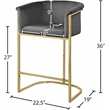 Meridian Furniture Donatella Grey Velvet Stool