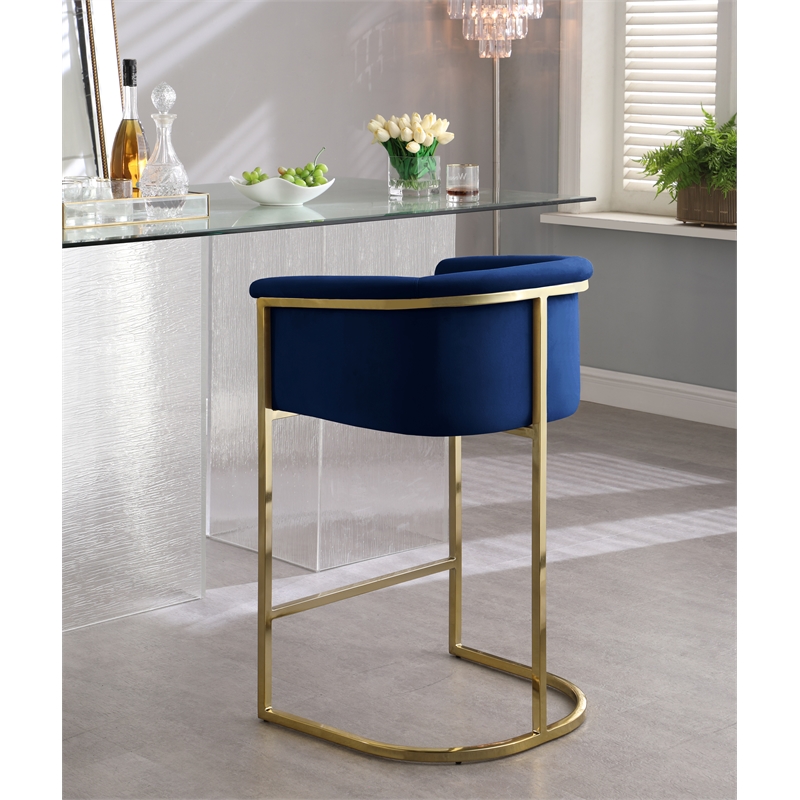 Meridian Furniture Donatella Navy Velvet Stool