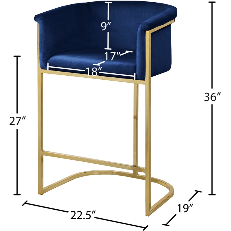 Meridian Furniture Donatella Navy Velvet Stool