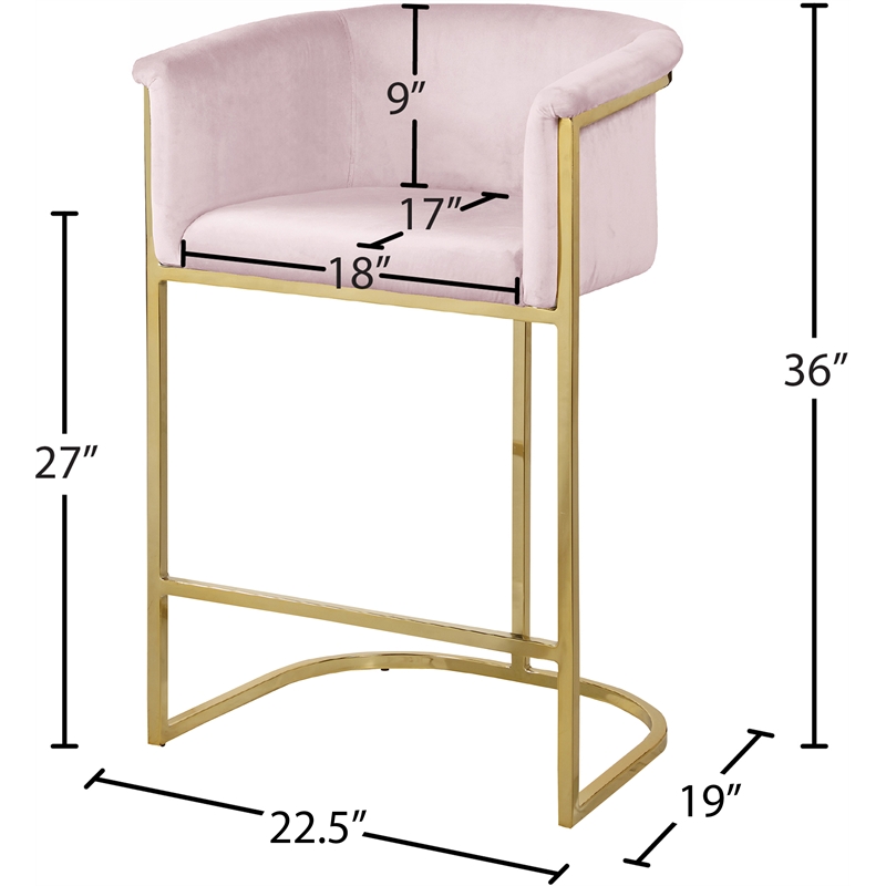 Meridian Furniture Donatella Pink Velvet Stool