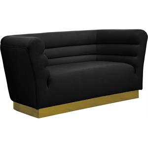 meridian furniture bellini solid wood and velvet loveseat in black