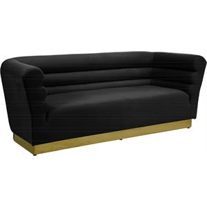meridian furniture bellini solid wood and velvet sofa in black