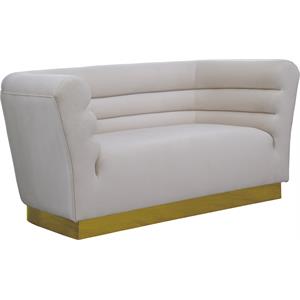 meridian furniture bellini solid wood and velvet loveseat in cream