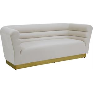 meridian furniture bellini solid wood and velvet sofa in cream
