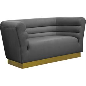 meridian furniture bellini solid wood and velvet loveseat in gray