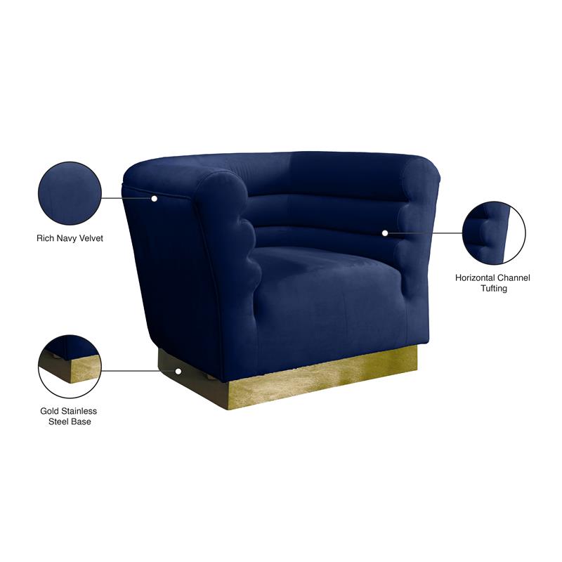 Maak los etnisch Telegraaf Meridian Furniture Bellini 18"H Velvet Accent Chair in Navy |  BushFurnitureCollection.com
