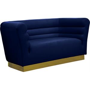meridian furniture bellini solid wood and velvet loveseat in navy