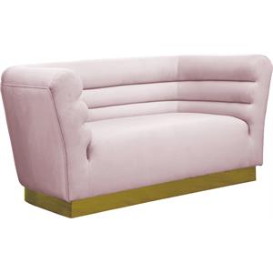 meridian furniture bellini solid wood and velvet loveseat in pink
