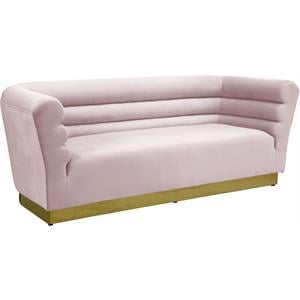 meridian furniture bellini solid wood and velvet sofa in pink