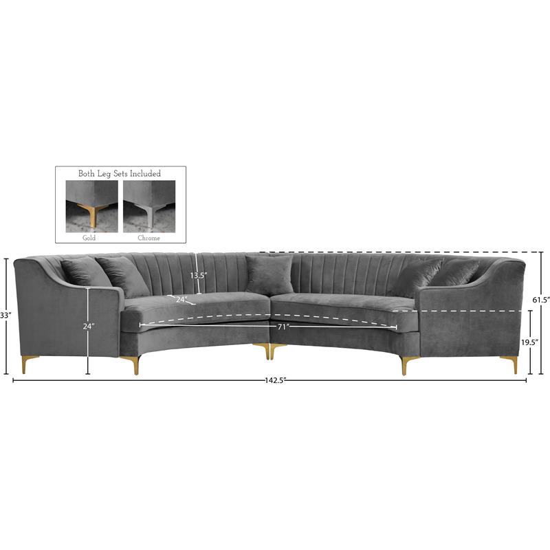 Meridian Furniture Jackson Velvet 2pc. Sectional Meridian Furniture Jackson Velvet 2pc. Sectional