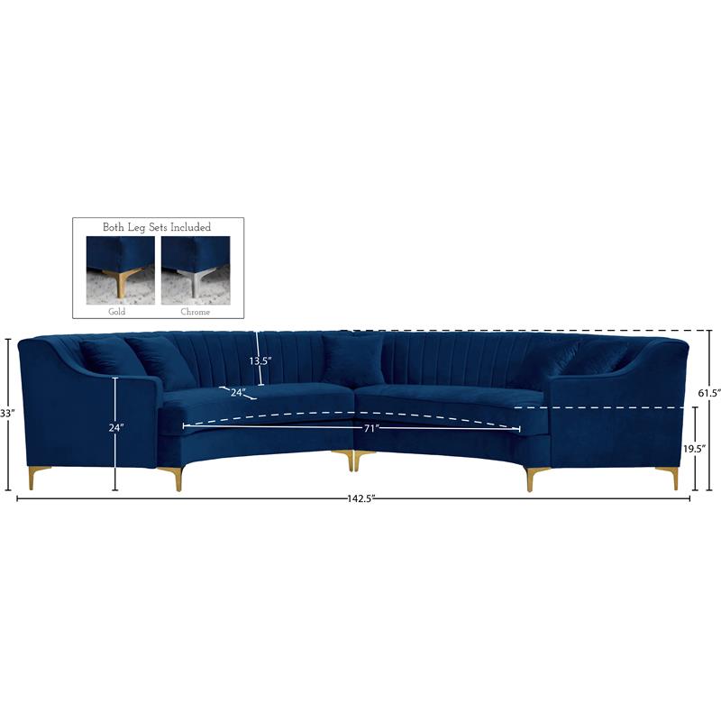 Meridian Furniture Jackson Velvet 2pc. Sectional Meridian Furniture Jackson Velvet 2pc. Sectional