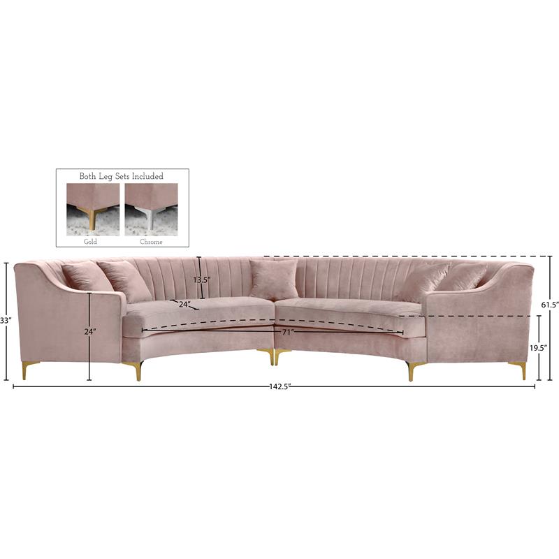 Meridian Furniture Jackson Velvet 2pc. Sectional Meridian Furniture Jackson Velvet 2pc. Sectional