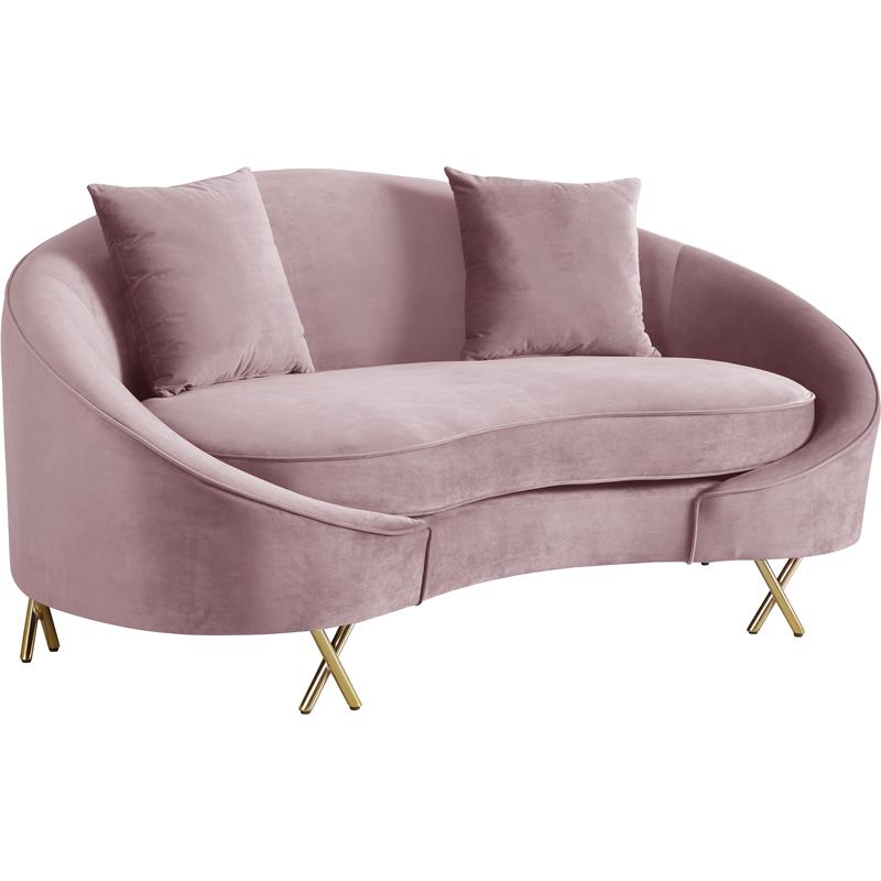 Meridian Furniture Serpentine Velvet Loveseat in Pink Cymax Business