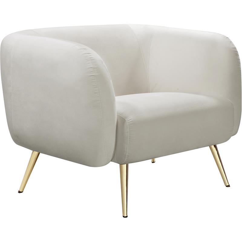 Meridian Furniture Harlow Velvet Accent Chair in Cream and Gold
