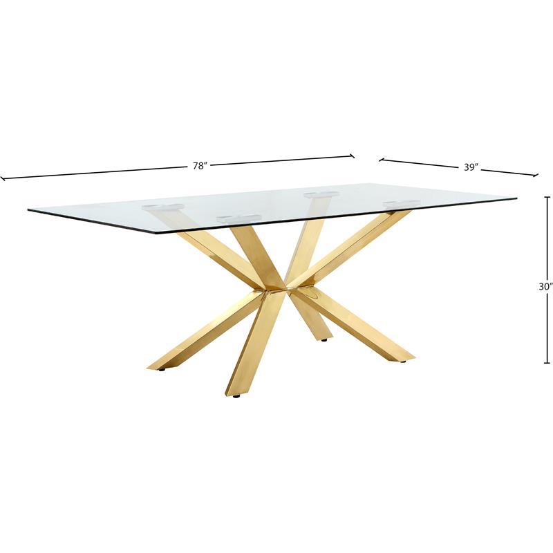 Meridian Furniture Capri Contemporary Glass Dining Table in Gold