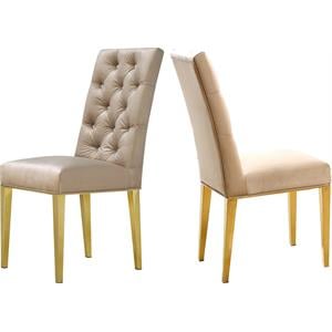 Meridian Furniture Capri 19.5&quotH Velvet Dining Chair in Beige (Set of 2)