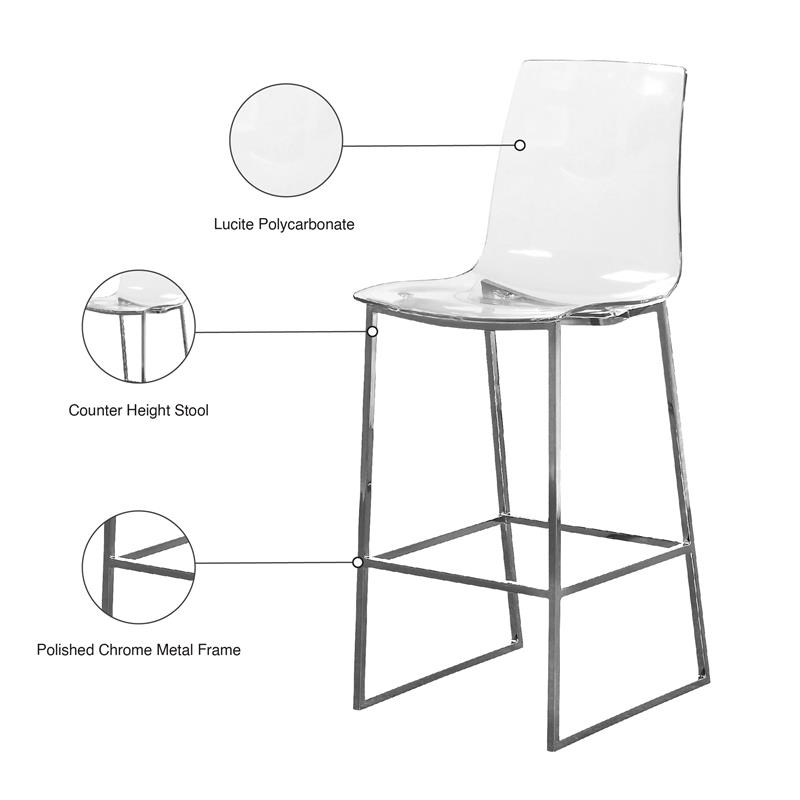 Meridian Furniture Lumen Chrome Counter Stool Meridian Furniture Lumen Chrome Counter Stool