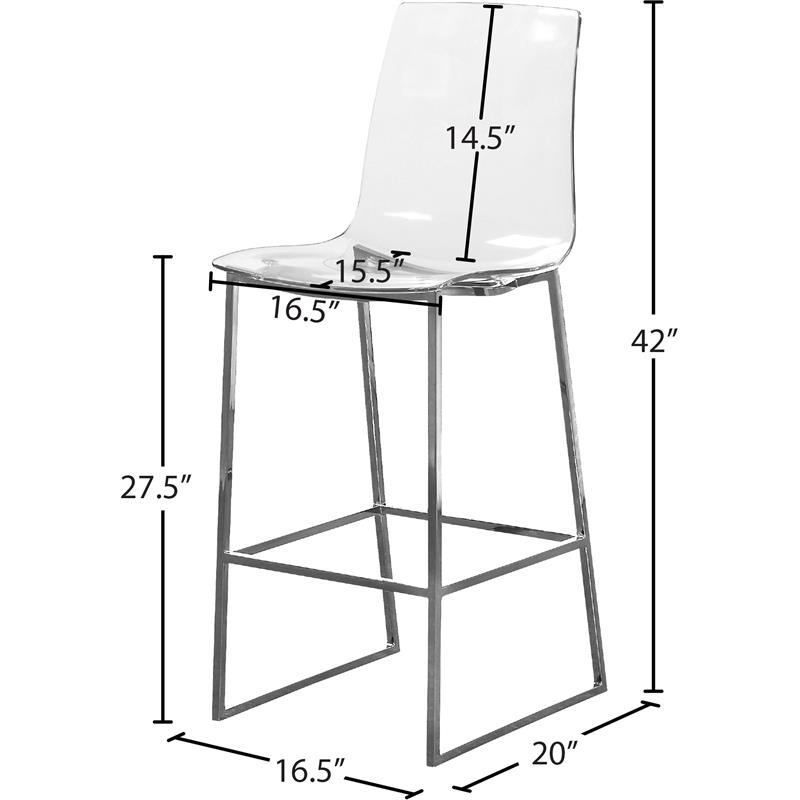 Meridian Furniture Lumen Chrome Metal/Lucite Polycarbonate Stool