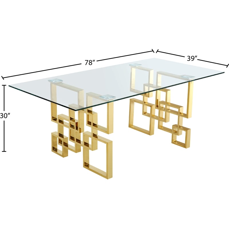 Meridian Furniture Pierre Contemporary Glass Dining Table in Gold