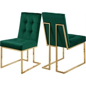 Meridian Furniture Pierre 19.5&quotH Velvet Dining Chair in Green (Set of 2)