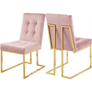 Meridian Furniture Pierre 19.5&quotH Velvet Dining Chair in Pink (Set of 2)