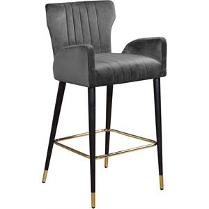 Meridian Furniture Luxe 28&quotH Velvet Counter Stool in Gray (Set of 2)