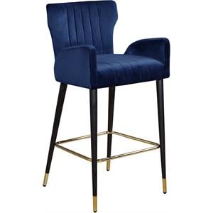 Meridian Furniture Luxe 28&quotH Velvet Counter Stool in Navy (Set of 2)