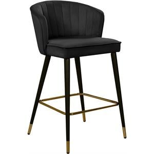 Meridian Furniture Cassie 28&quotH Velvet Counter Stool in Black (Set of 2)