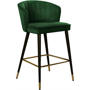Meridian Furniture Cassie 28&quotH Velvet Counter Stool in Green (Set of 2)