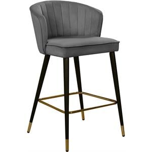 Meridian Furniture Cassie 28&quotH Velvet Counter Stool in Gray (Set of 2)