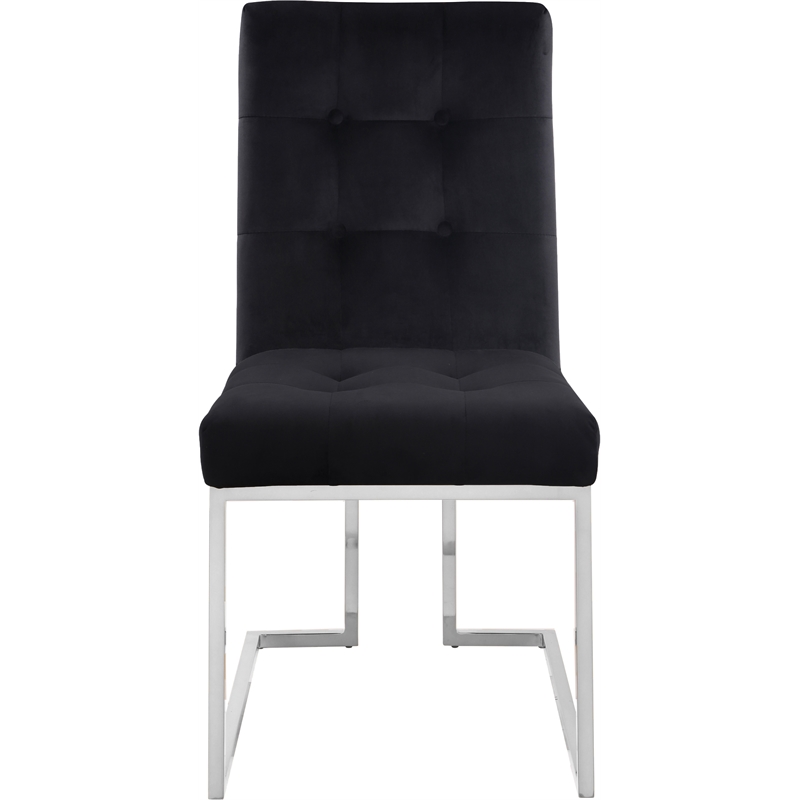 Meridian Furniture Alexis Velvet Dining Chair in Black (Set of 2)