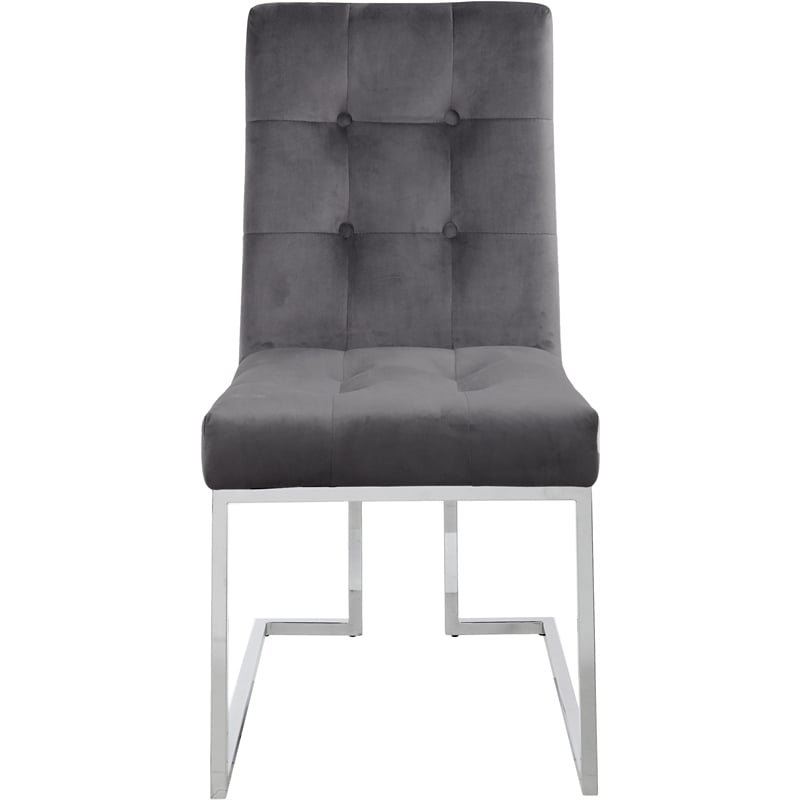 Meridian Furniture Alexis Velvet Dining Chair in Gray (Set of 2)