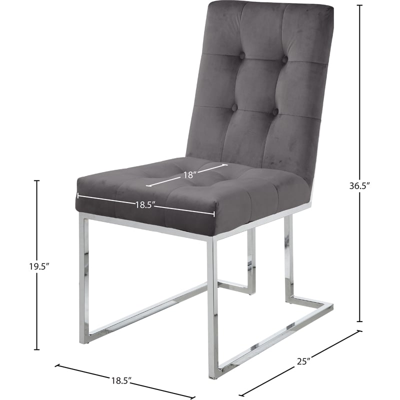 Meridian Furniture Alexis Velvet Dining Chair in Gray (Set of 2)