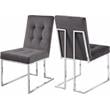 Meridian Furniture Alexis Velvet Dining Chair in Gray (Set of 2)