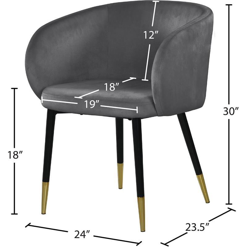 Meridian Furniture Louise Velvet Dining Chair in Gray