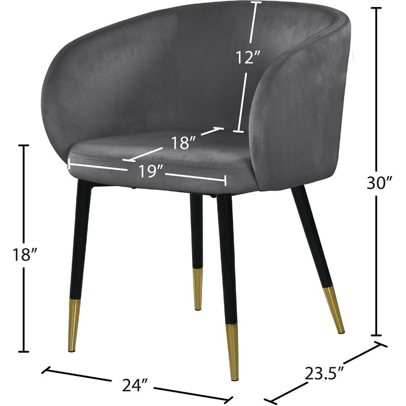 Meridian Furniture Louise Velvet Dining Chair in Gray