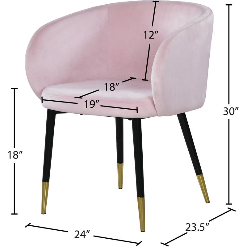 Meridian Furniture Louise Velvet Dining Chair in Pink