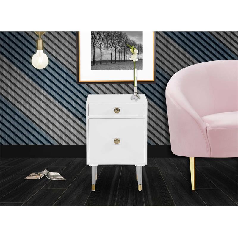 Meridian Furniture Lia Accent Table in Matte White/Acrylic