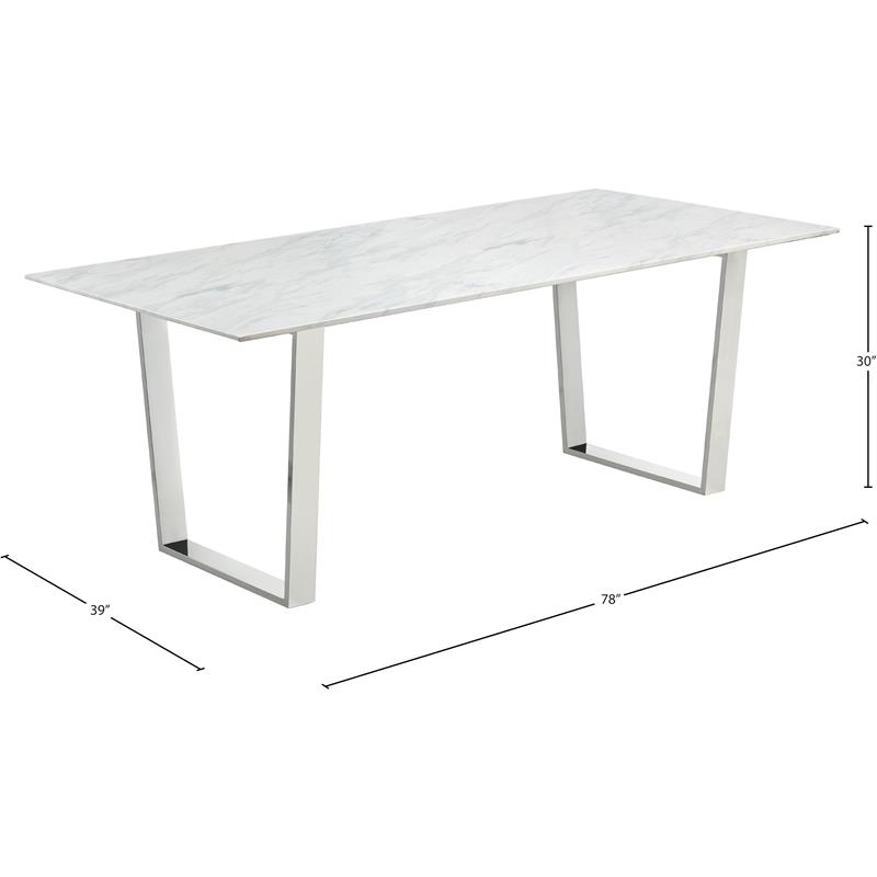 Meridian Furniture Carlton Contemporary Stone Dining Table in Chrome