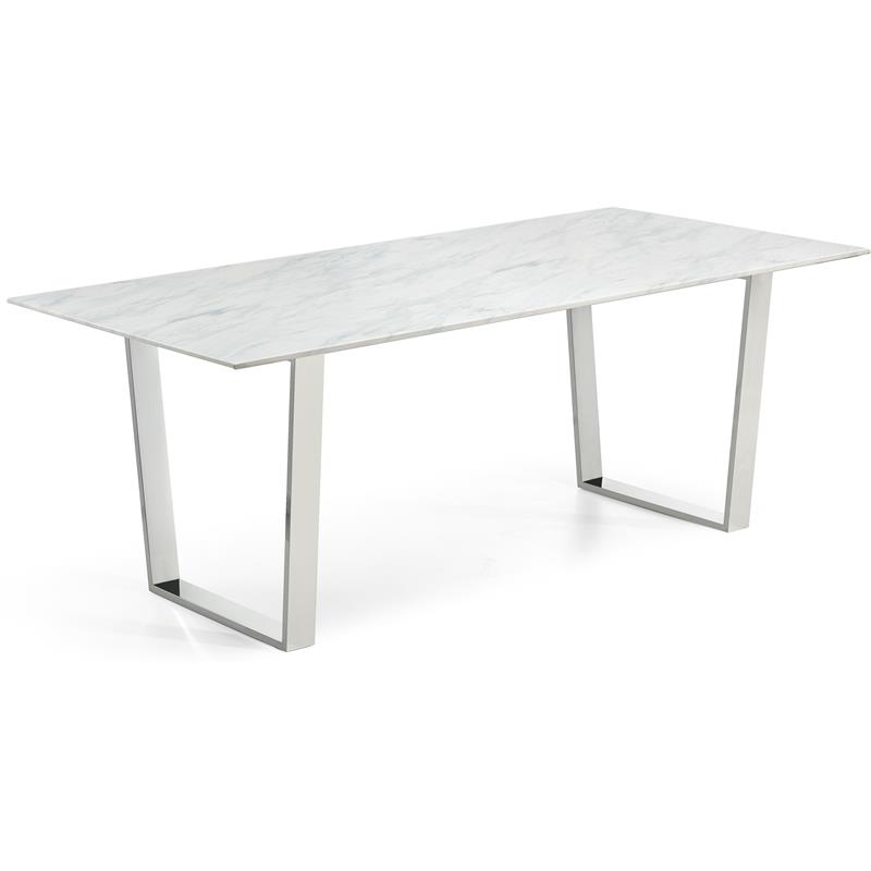 Meridian Furniture Carlton Contemporary Stone Dining Table in Chrome
