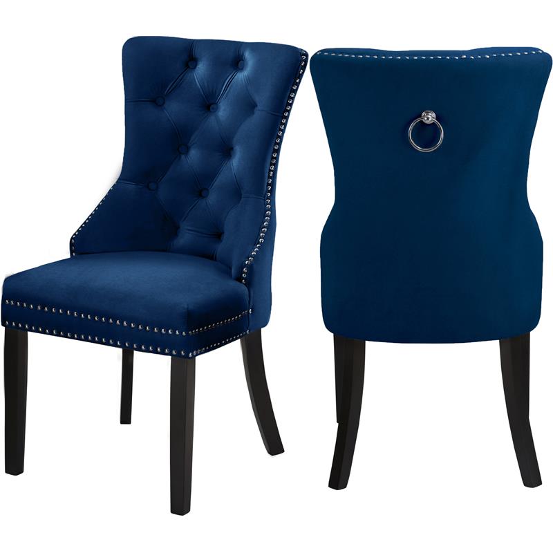 velvet dining chairs navy