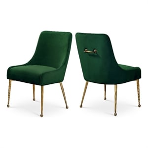 Meridian Furniture Owen 19.5&quotH Velvet Dining Chair in Green (Set of 2)