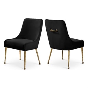 Meridian Furniture Owen 19.5&quotH Velvet Dining Chair in Black (Set of 2)