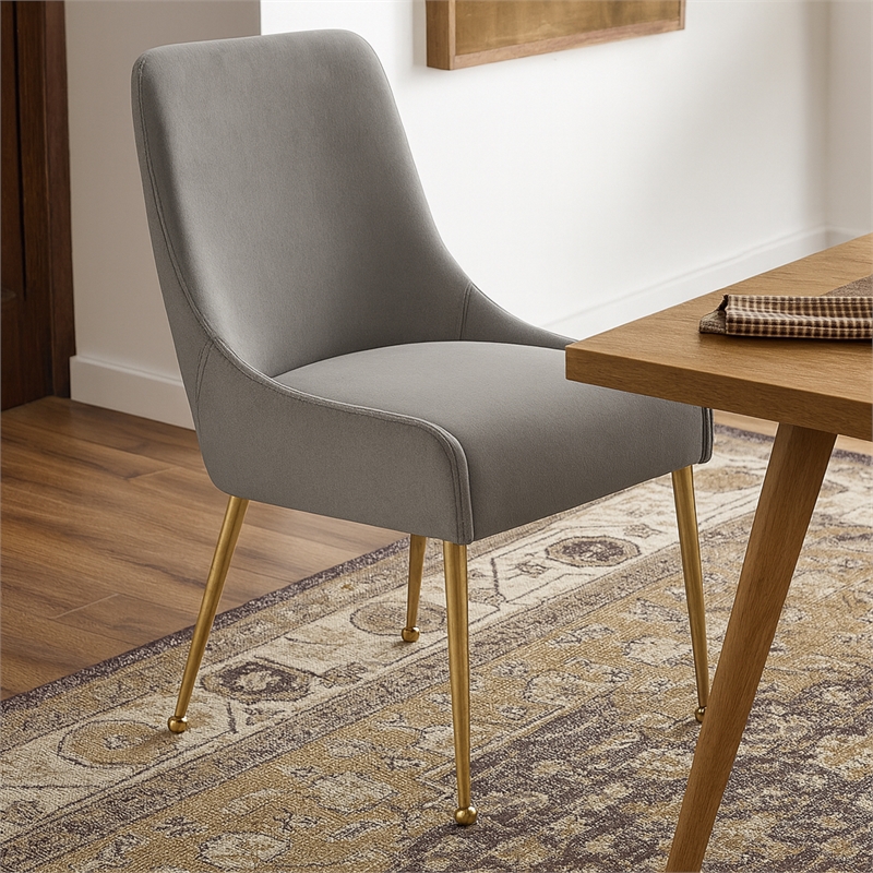 Meridian Furniture Owen Velvet Dining Chair in Gray (Set of 2)